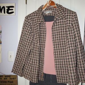 Women's Tweed Jacket Suit - Pink and Black
